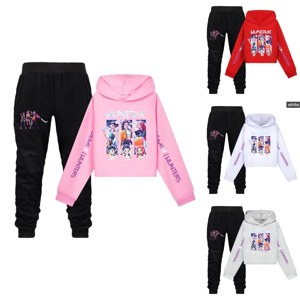 Kpop Demon Hunters Girls Cotton Casual Set With Long Sleeve Hoodie And Pants For Ages 110-170cm