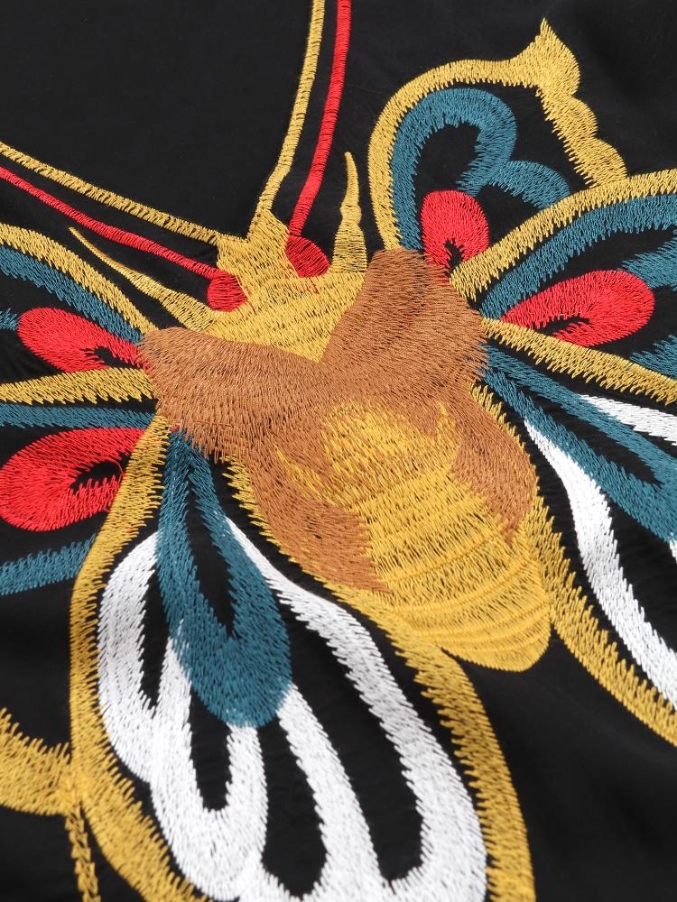 EDOLYNSA Plus Size Schwarz besticktes Kaftan Schwarzes Sommer Langes Strandkleid Damen Homewear Outfit Badeanzug Cover Up Loose Caftan