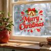 Festive Mirror Decorations Merry Christmas Static Glass Sticker, Window Decals with Bell Wall Stickers Elements, Removable Clings for Home Store