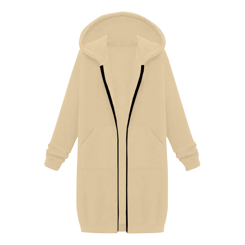 Hettegensere med glidelås for kvinner, oversized fleece, lang genser, hettegenser, casual langermet høstjakke