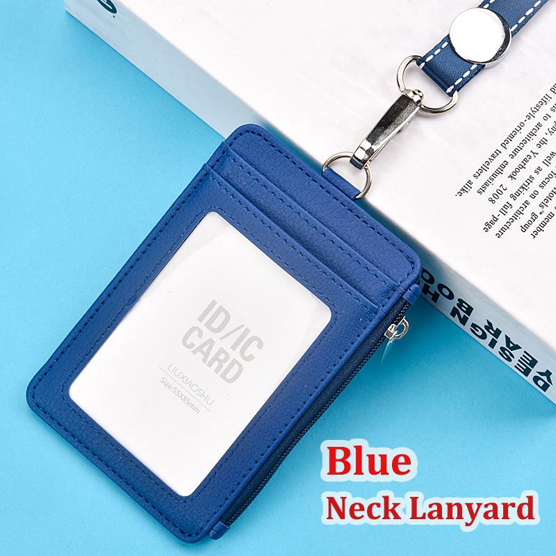Multifunctional Zipper Work ID Card Holder with Lanyard Identity Access Staff Badge Multi-Card Bank Campus School Office Card Holder
