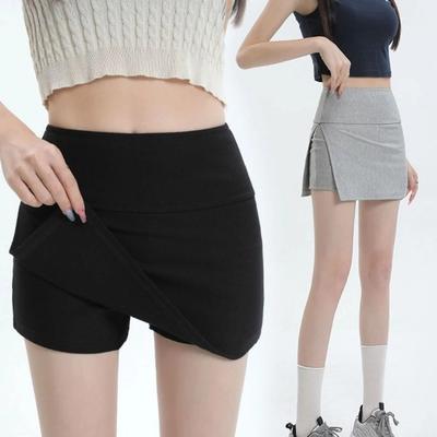 Culottes asimetrice A-line pentru femei Fustă cu fantă laterală cu pantaloni scurți de siguranță Primăvară Vară