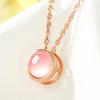 Koguxuix Fashion Jewelry 18k Rose Gold Round Pink Hibiscus Stone Crystal Pendant Necklace for Women