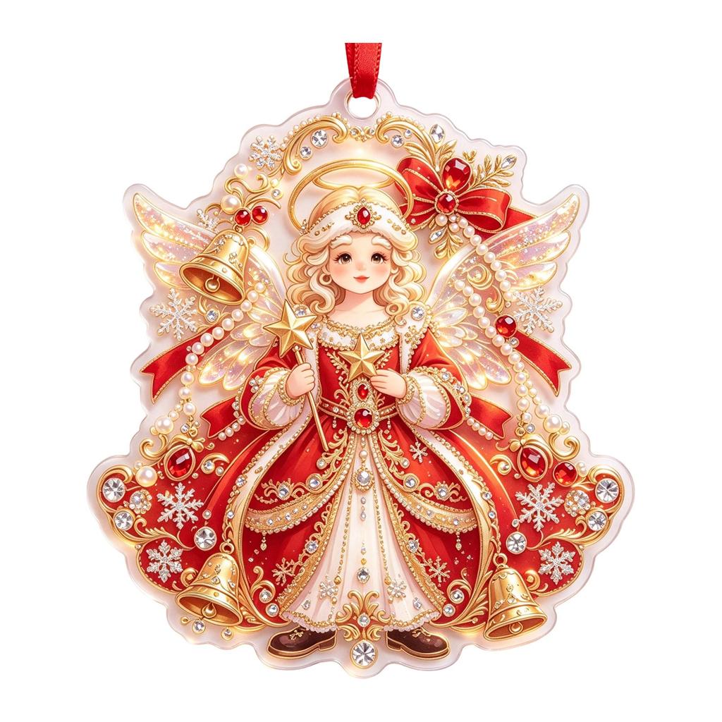 Christmas Hanging Ornament Vintage 2D Acrylic for Holiday Tree and Home Decor