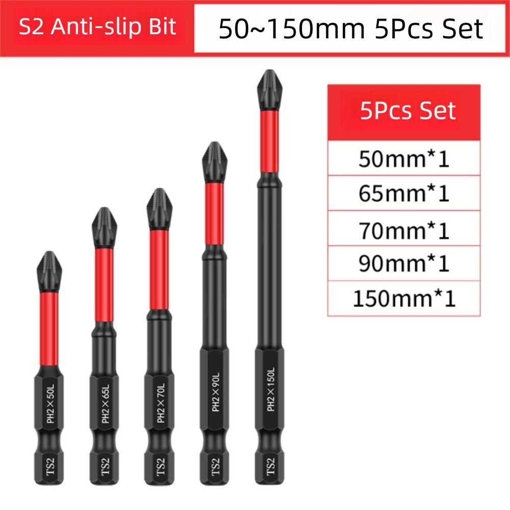4/5/6Pcs Non-slip Magnetic Batch Head Wear-resistant Shock Resistance Phillips Bit Cross Screwdriver Bit