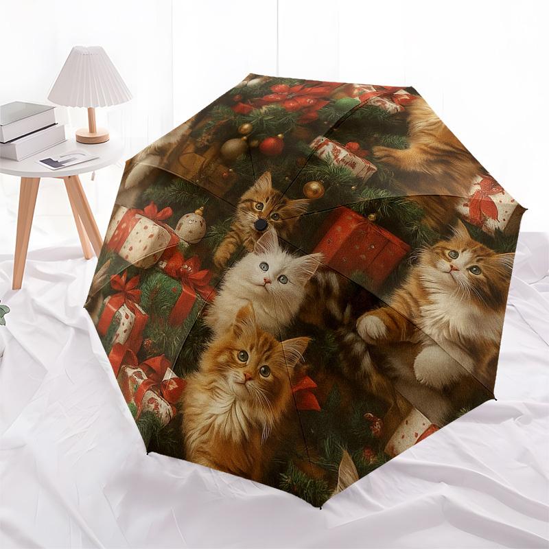 1pc Christmas Cats Themed High-quality Umbrella,Automatic Opening and Closing Umbrella,Multi-functional Umbrella G0811382