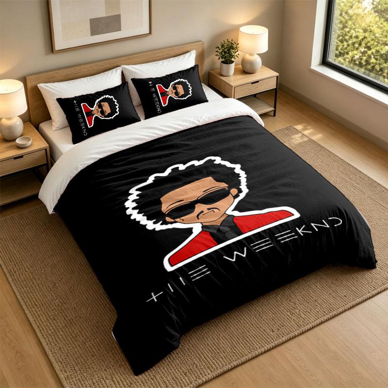 3Pcs Bedding SetThe Weeknd Soft Bed Sheet and Two Pillowcases Home Bedroom Decor