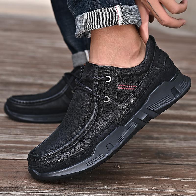 Modische italienische Marke Herren Echtleder Freizeitschuhe Wanderschuhe Dicke Sohle Verschleißfest Pendeln Weiche Sohle Herren Oxford Schuhe