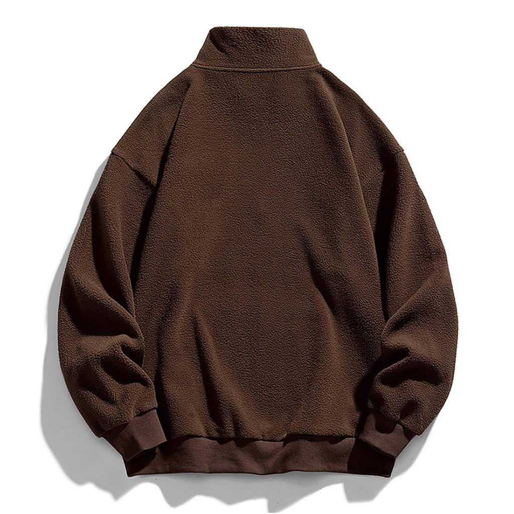 Men's Casual Solid-color Long-sleeved Sports Sweatshirt, Men's Fleece Warm Semi-zippered Pullover Sweatshirt