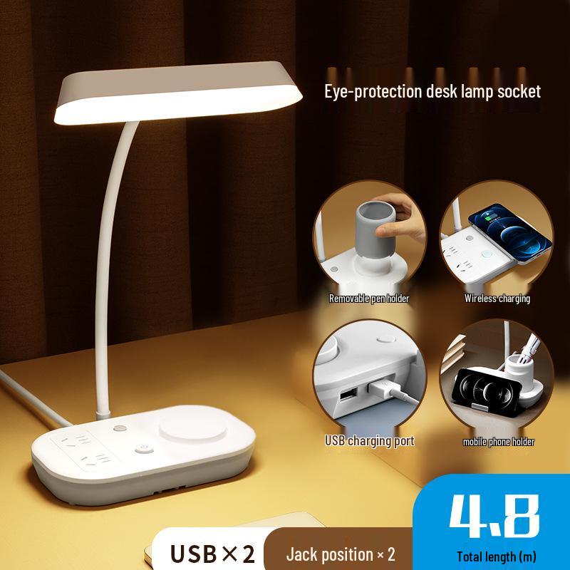AA Grade LED Eye-Protection Desk Lamp with USB, Soft Light, Night Light, and Wireless Charging for Bedroom or Bedside