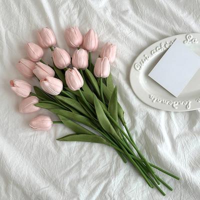 Artificial Tulip Realistic Fake Flower Branch Home Office Wedding Party Table Centerpiece Indoor Outdoor Faux Bloom Decoration