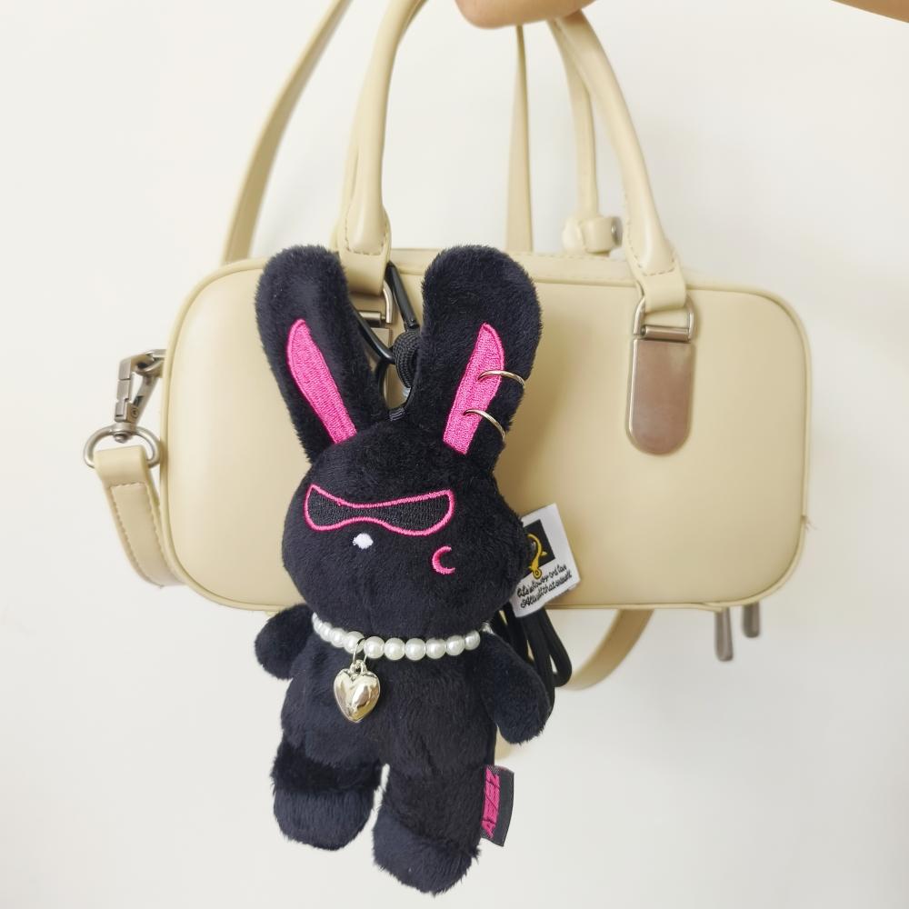 Cute Black Rabbit Plush Keychain Plush Pendant MITO Doll Keychain Stuffed Animal Keyring Girls Women Bag Accessories Fans Gifts