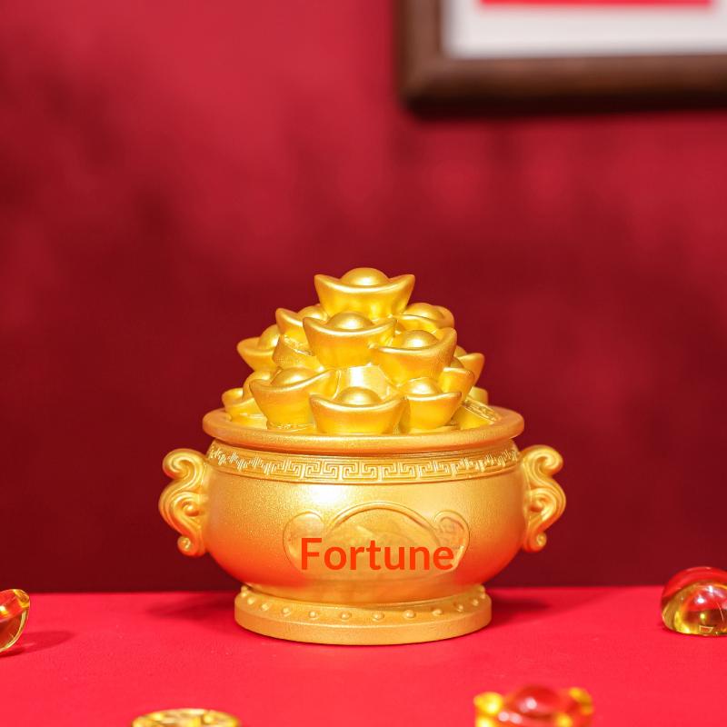 1Pcs Prosperity Sculpture Centerpiece Treasure Basin Statue For Office Shelf Desk Tabletop Art Craft Ornament Home Decorations