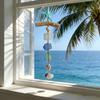 Sea Glass Wooden Nautical Wall Decor Handcrafted Starfish Shells Bathroom Hanging Decoration Beach Coastal Wall Art for Living Room Dining Room