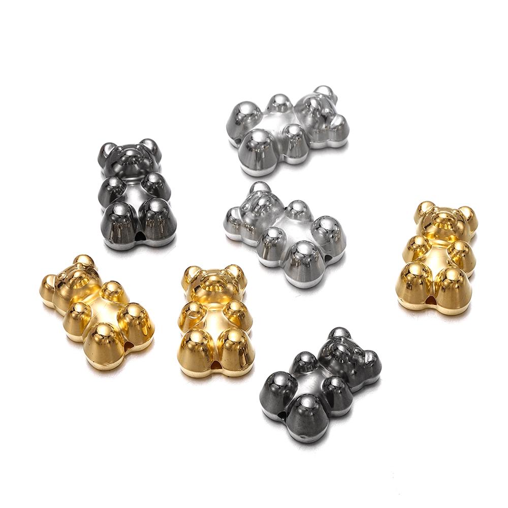 5Pcs/lot Metal Color Cute Bear Acrylic Beads Colorful Spacer Loose Bead for Necklace Bracelet Earrings Jewelry Making Supplies