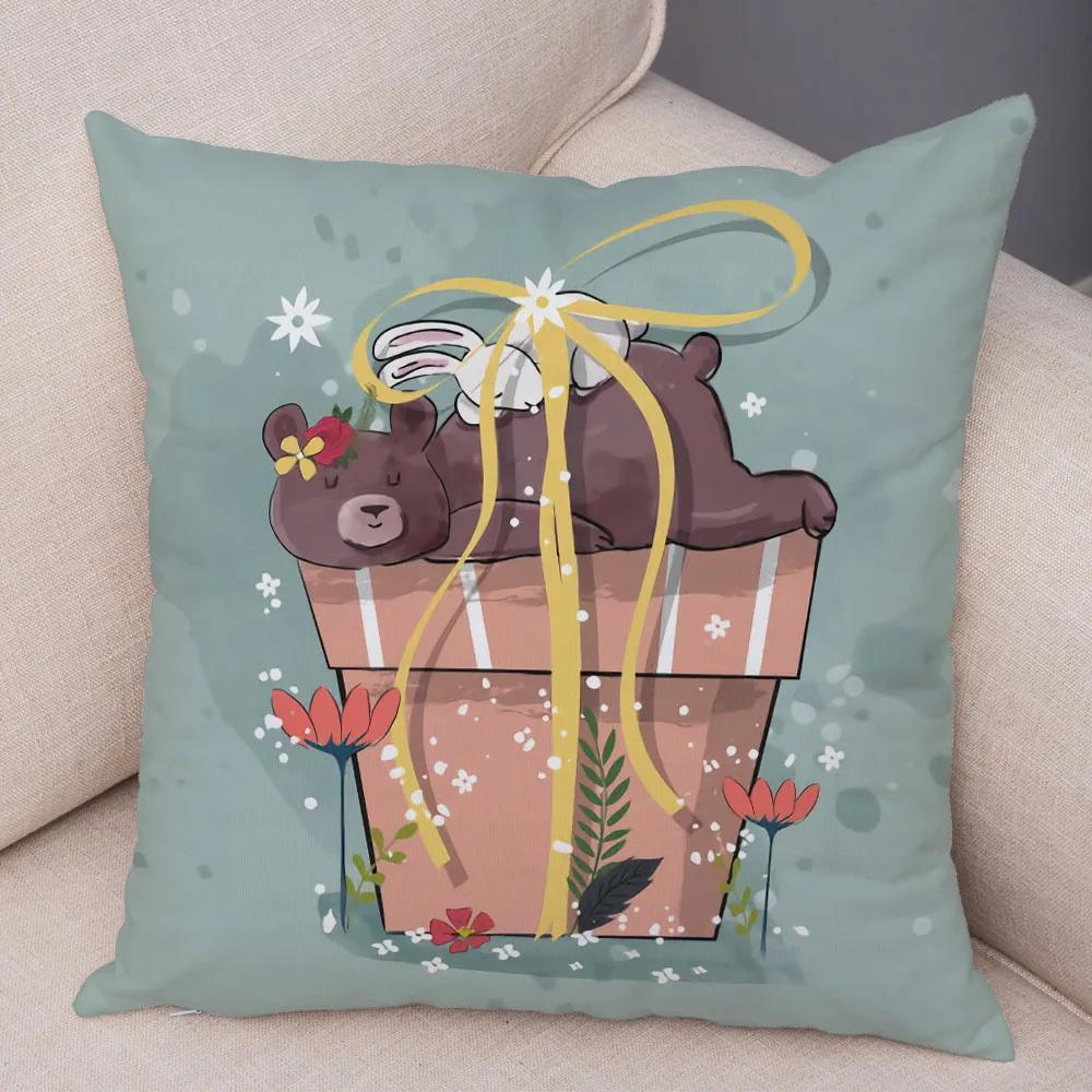 Home Decoration Colorful Cartoon Panda Bear Kids Sofa Car Pillow Cover Cute Animal Cushion Cover funda de almohada