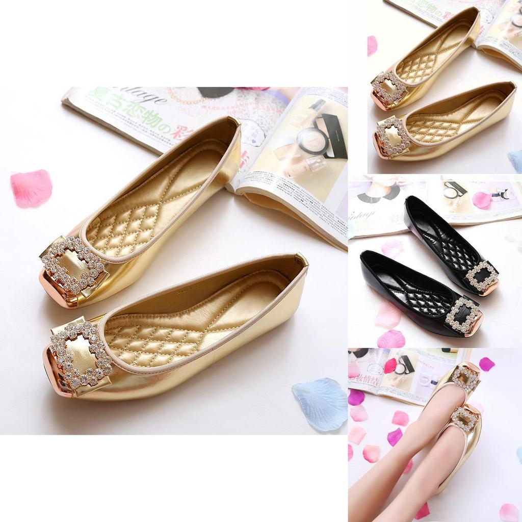 Elegant Rhinestone Soft Leather Women's Flats Shoes For Effortless Casual Style