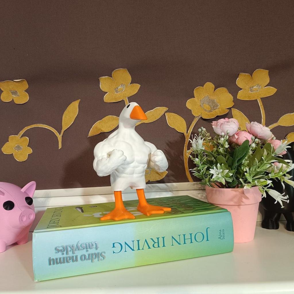 1pc Duck Statue Ornament Funny Muscle Duck Statue Decoration Resin Crafts Sculpture Ornament Decoration