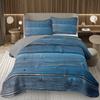 Wood Barn Door Bedspread Queen/Twin Wood Grain Quilted Coverlet Retro Rustic Farmhouse Bedding Set Reversible Grey Quilt Set