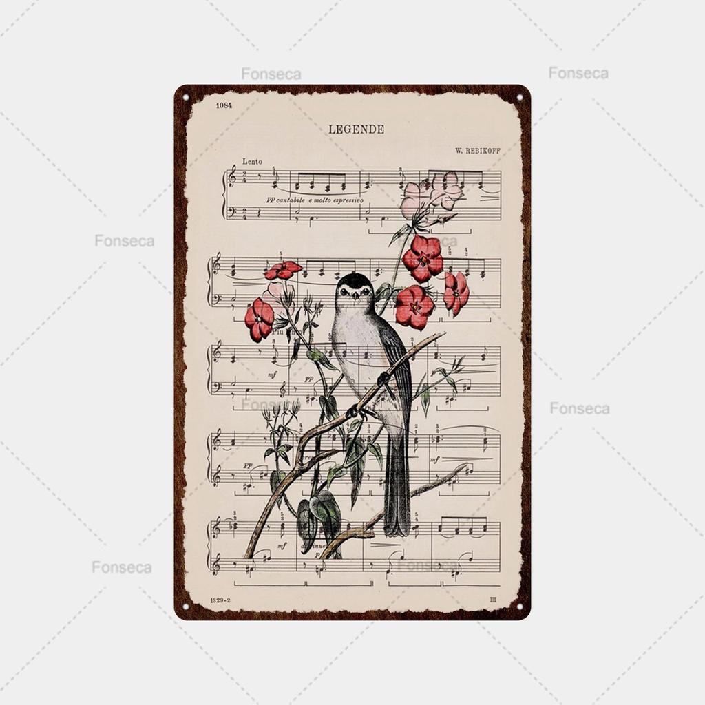 Music Score, Scenery, Metal Sign, Vintage Tin Sign, Metal Vintage Bar, Vintage Wall Decoration, Bar, Club, Metal Poster