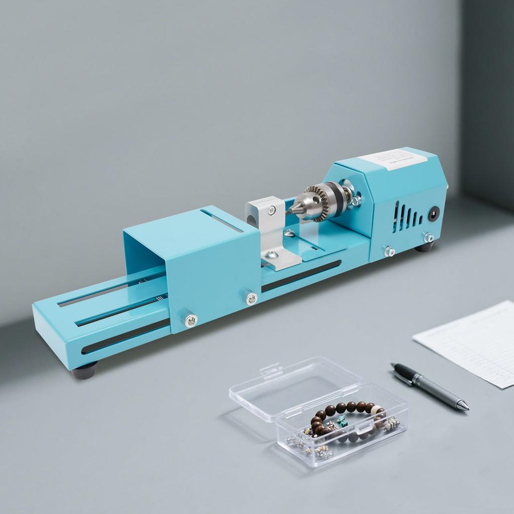 Mini Metal Lathe Machine,Blue Wood Lathe Milling Machine Corded Electric 34.5*6*8cm for Processing Small-leaf Rosewood