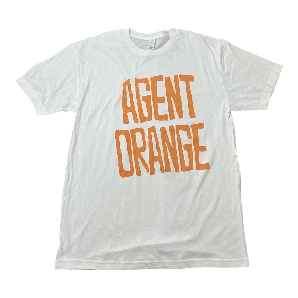 Agent Orange Band Graphic TShirt Mens White Orange Short Sleeve Punk Rock Tee Unisex T-Shirt L