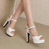 Krazing Pot Polyurethane Super High Heels Summer Size 43 Size 42 Size 50 Butterfly-knot Women Peep Toe Sandals