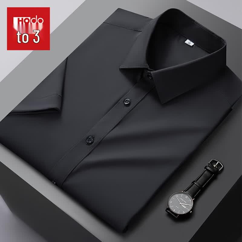 Hodo Men s Summer Short Sleeve Business Casual Shirt 38 чёрный