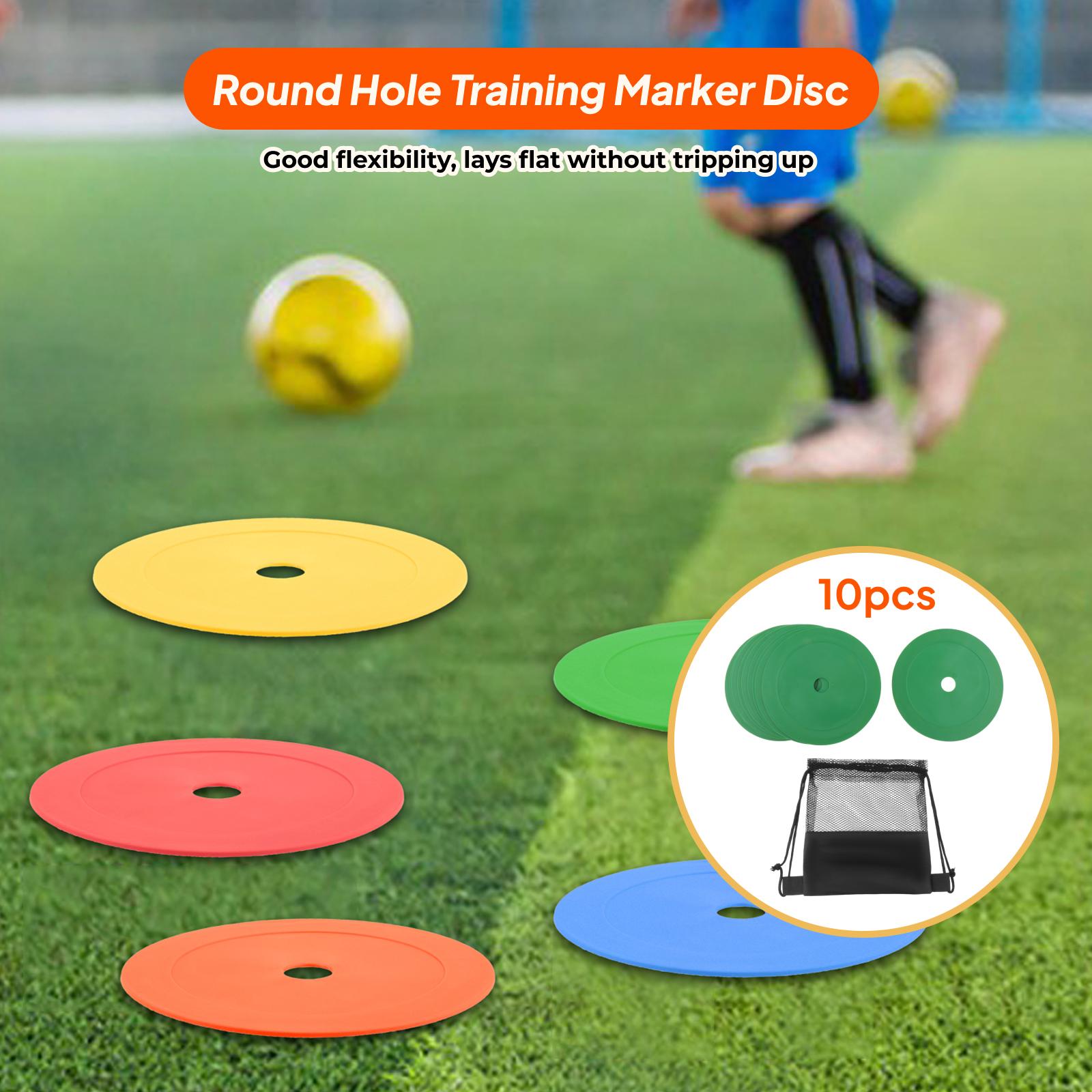

10x Flat Cones Floor Dots Field Court Markers Non Slip Rubber Spot Markers Plates for Soccer Agility Speed Football Drills зелёный
