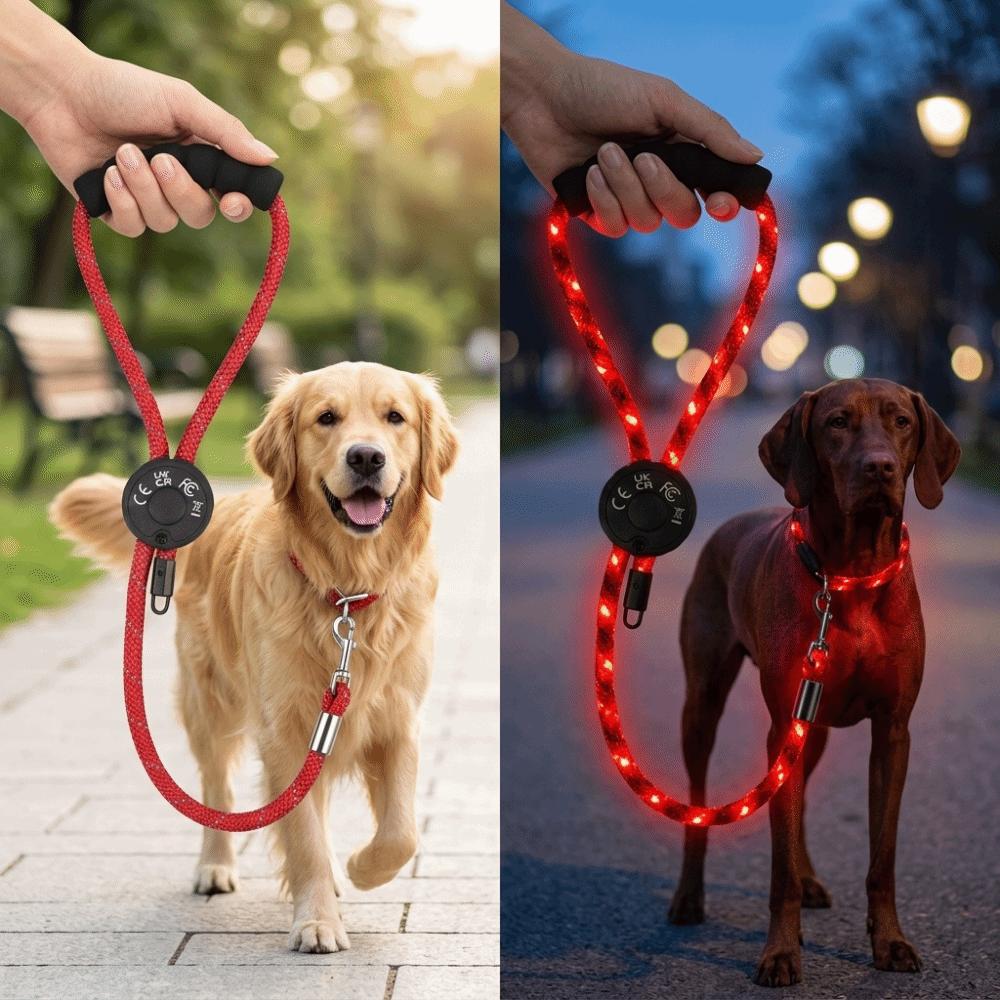 Guinzaglio Luminoso per Animali Domestici con Ricarica USB Super Luminoso LED Guinzaglio per Passeggiate con Cani Guinzaglio Illuminato Escursionismo Notturno