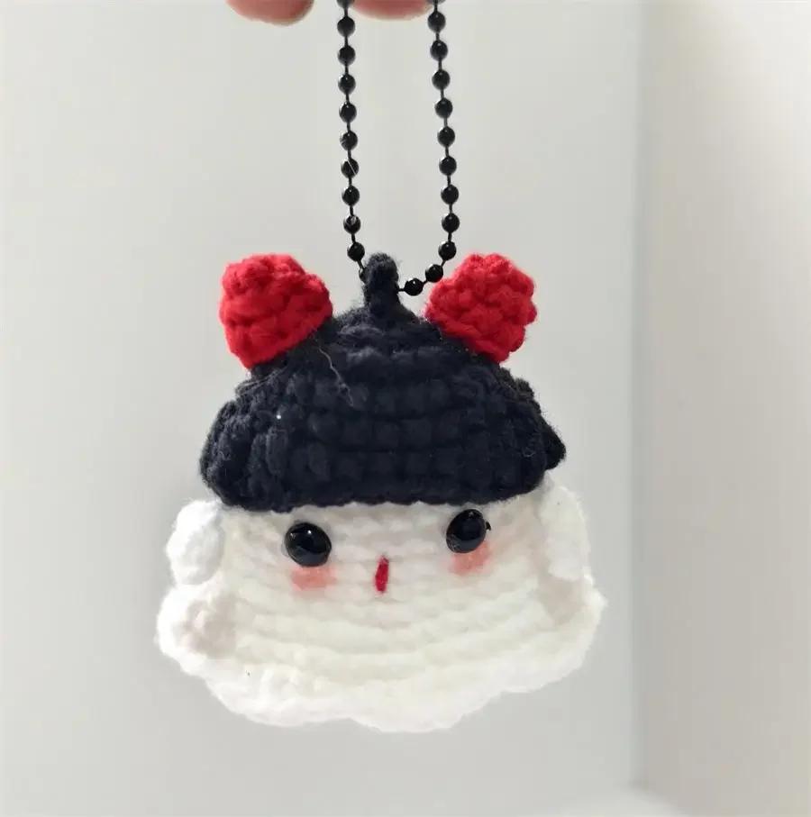 Crochet Ornament Finished Positive Figures Crochet Animals Ghost Desk Accessory Home Office Decor Christmas New Year Party Gift