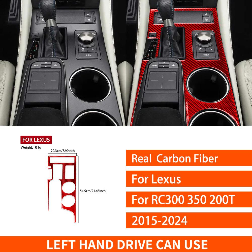 For Lexus RC300 350 200T 2015-2024 Real Carbon Fiber Sticker Transmission Water Cup Panel Car Accessories Ide Decorative