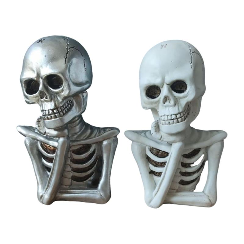 

Skull Sculpture Resin Decoration Set Anatomical Detail Halloweens Party Display 2Piece Gothics Artwork 1