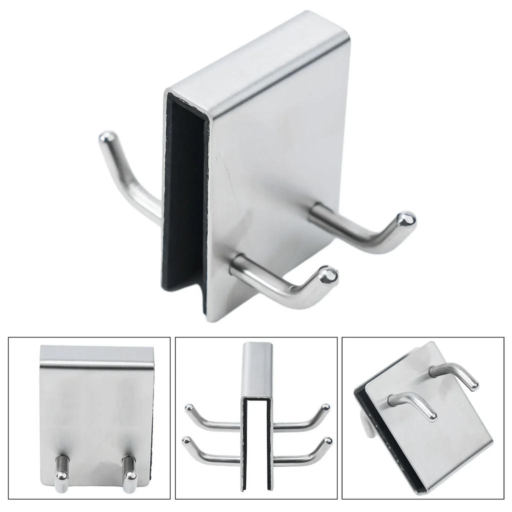 Towel Hooks Shower Hook Without Drilling 304 Stainless Steel Back Hanging Double-sided Multifunctional Brand New