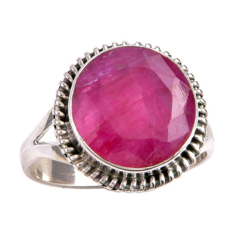 Rubis rouge(Simulé) Bague Bijou Pierre Précieuse Fait Main Argent Sterling 925 S.8 o0R81