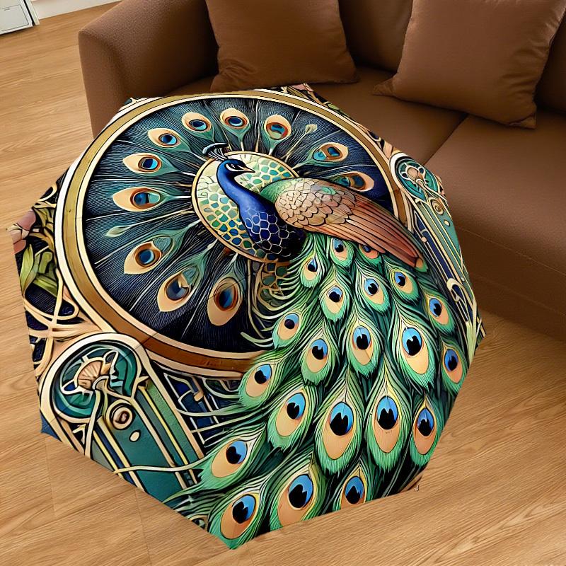 1PC Peacock Art NouveauAutomatic Open/Close Umbrella with Windproof, 8-Rib Sturdy Canopy, Durable Ribs, Fashionable Design, Outdoor Accessory, Fun Pri