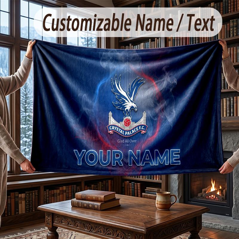 Custom Name Flannel Throw Blanket Crystal Palace Pattern Warm Home Decoration