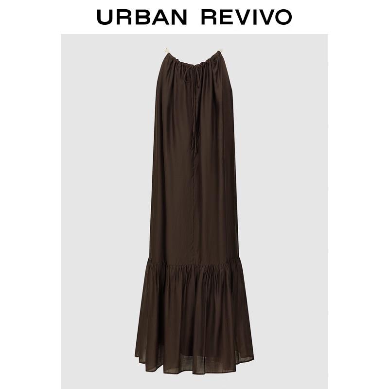 

UR 2025 Осень Женское Повседневное Платье А-силуэта с Длинным Подолом и Бретелью-Халтер с Бисерной Отделкой L