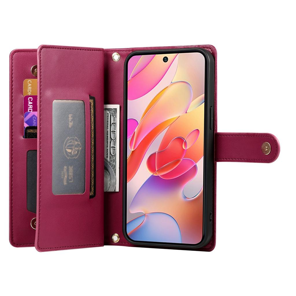 DF-011 For Samsung Galaxy A56 5G Case Zipper Pocket Wallet Leather Phone Cover with Straps