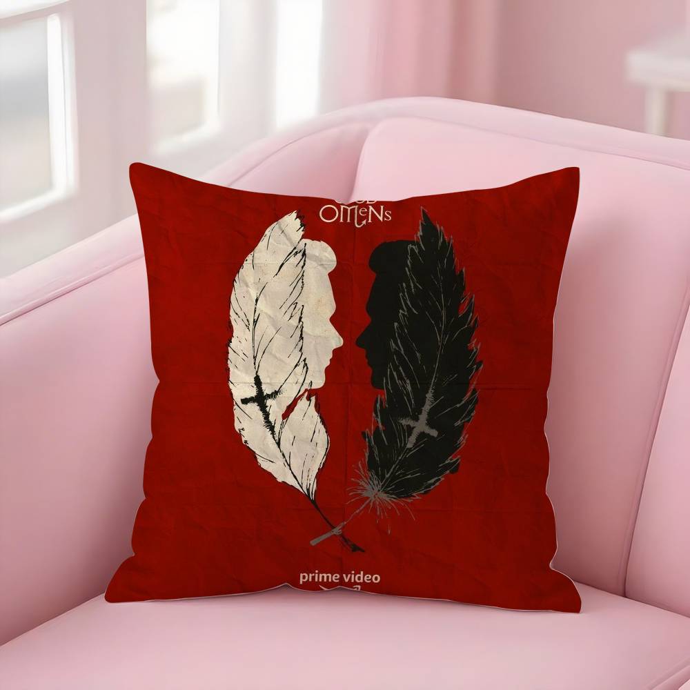 Tv G-Good Omens Pillow Case Plush Fabric Soft Double-Sided Printed Sofa Warm Winter Home Gift Cushion Cover