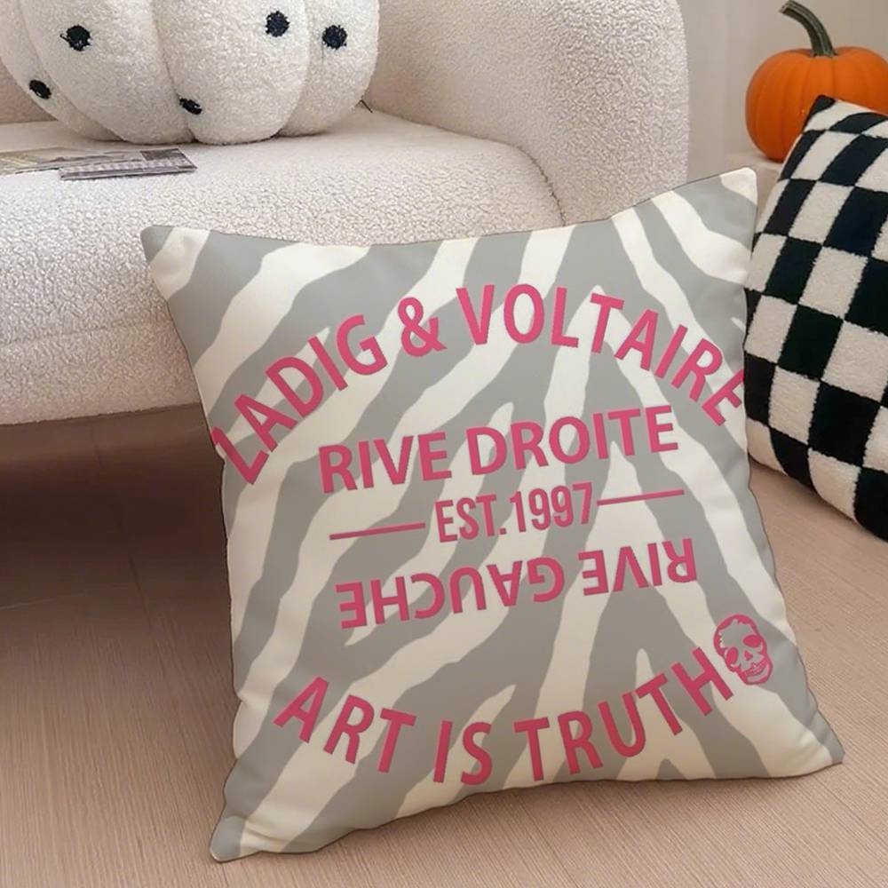 Fashion Z-Zadig And V-Voltaire Pillow Case Anti-dustmite Pillowcase Invisible Zipper Silky Short Plush Sofa Cushion Cover