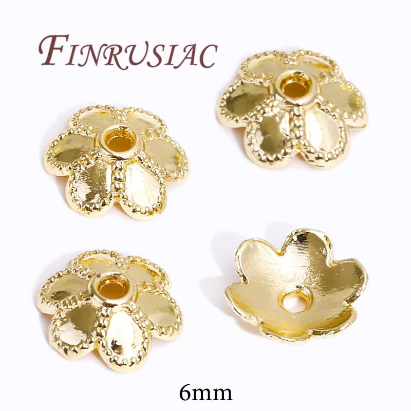 18K/14K Gold Plated Beads Cap For Jewelry Flower Bead Caps Jewelry Making Supplies Spacer Beads DIY Bracelets Accessories