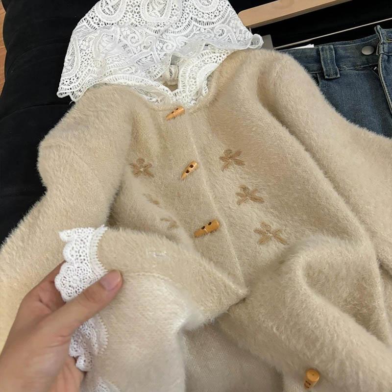 

Кардиган-пальто для женщин Осень Зима Винтажный Свободный с Длинным Рукавом Вязаный Кардиган Свитера Куртка XL коричневый