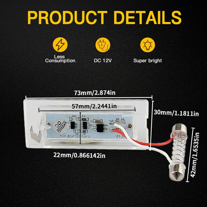 2PCS 6000K White LED License Plate Light Lamp For BMW E53 X5 1999-2003 E83 X3 2004-2009 OEM#: 51137062293" Error Free