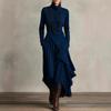 Women's Spring/Autumn High Neck Long Sleeve Solid Color Cross Dress, EU Size 2025.