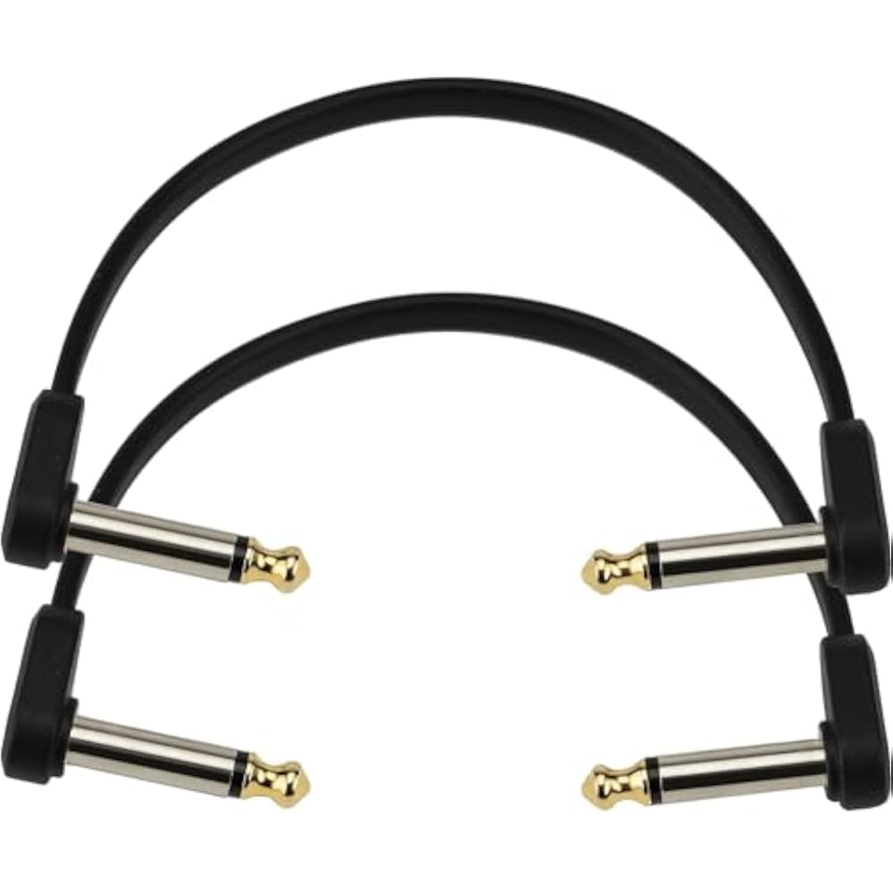 D'Addario Daddario Patch Cable (Shielded Cable) Flat Patch Cable 2 Piece Set PW-FPRR-206 (15cm L-...