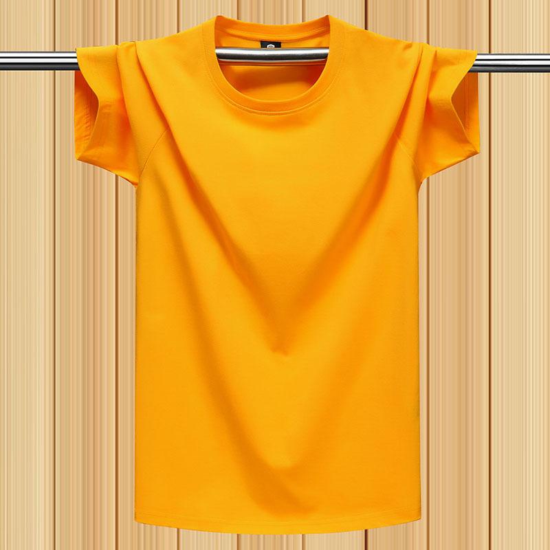 Sommer-T-Shirt für Herren aus 100 % Baumwolle – Lockere Passform, atmungsaktives, einfarbiges T-Shirt für Outdoor-Sport und Fitnessübungen L gelb