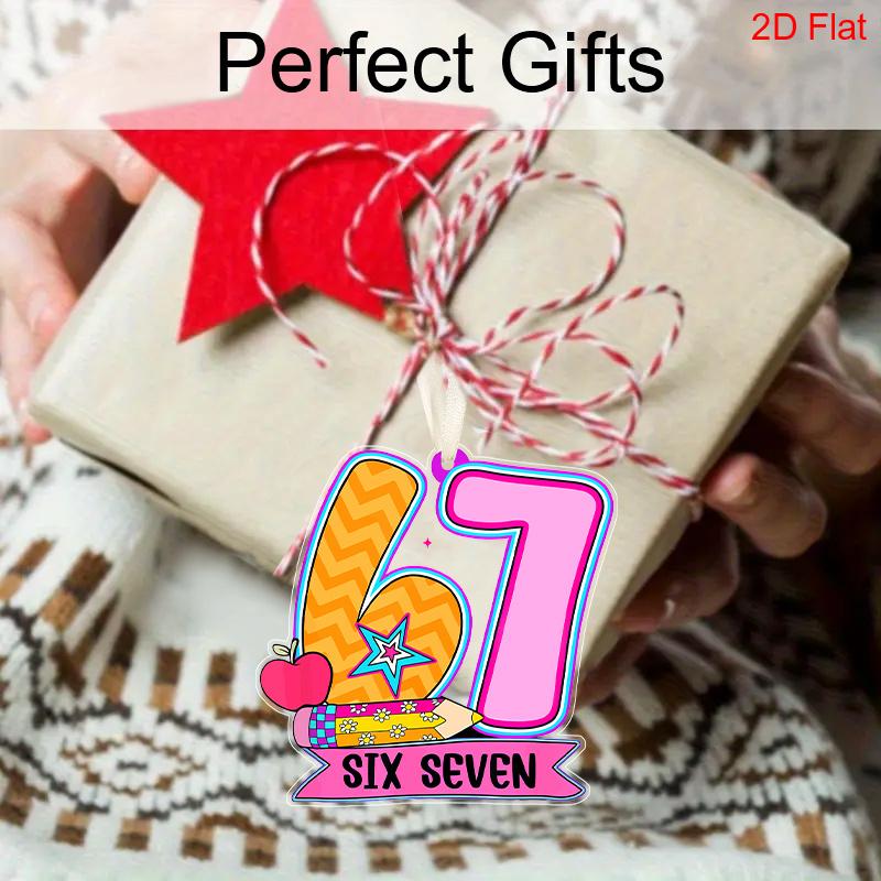 1pc Acrylic Back To School Hanging Ornament with Number 67 Shaped - Unique Six Seven Pendants, Drops & Finials - Ideal Gift for Friends, Classmates