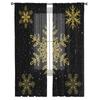 Christmas Black Yellow Snowflakes Bedroom Transparent Sheer Curtains Holiday Decoration Window Voile Tulle Curtain