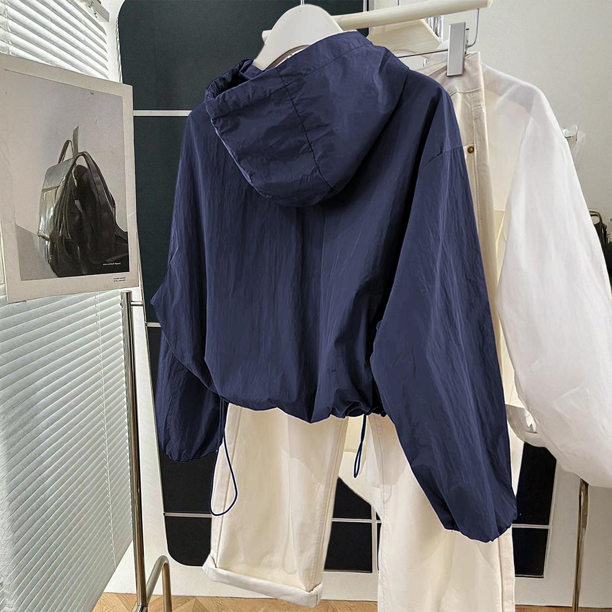 

Diyun Simple Holiday Solid Color Zipper Long-sleeved Top Jacket Women s 2025 Autumn and Winter S синій